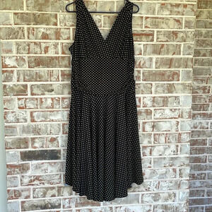 Ronni Nicole Black Gold Polka Dotted Wrap Sleeveless Skater Dress